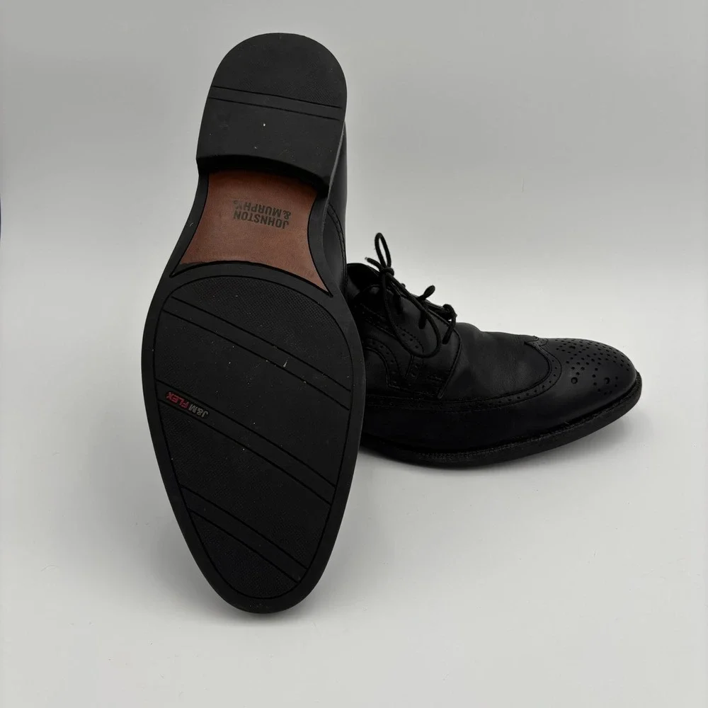 Johnston & Murphy Wingtip Oxford Mens 13M Black Excellent Leather Brogue 20-3351
